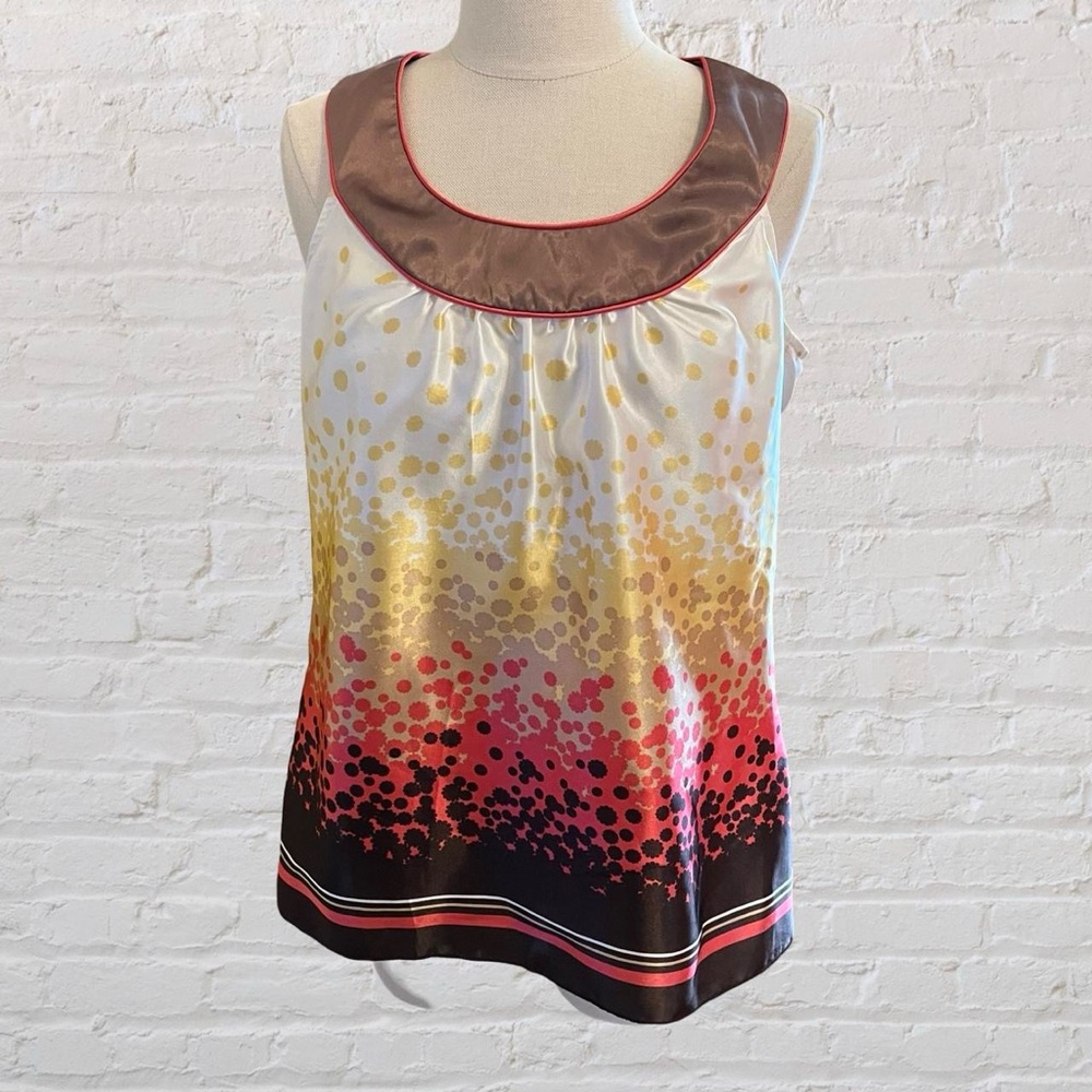 Iz Byer Brown and Gold Sleeveless Blouse